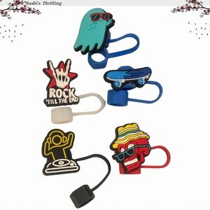 Vibes 5pc Straw Topper Set